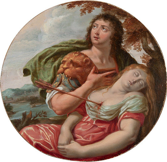 The Death of Procris, vintage artwork by Louis Boullogne the Elder, 12x8" (A4) Poster