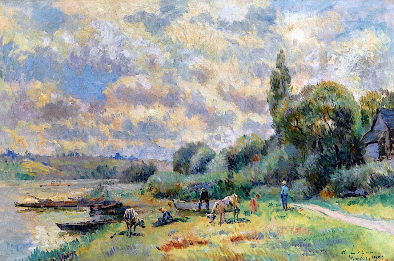 The Banks of the Seine at Muids, vintage artwork by Albert Lebourg, 12x8" (A4) Poster