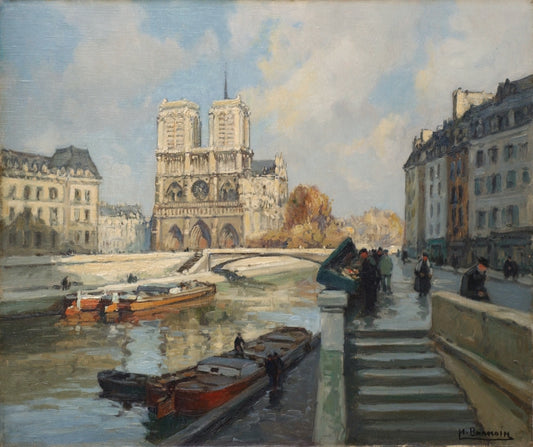es l'orage, sur le Quai Notre Dame by Henri Alphonse Barnoin,16x12(A3) Poster