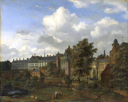 The ancient palace of the dukes of Burgundy in Brussels, vintage artwork by Adriaen van de Velde, 12x8" (A4) Poster
