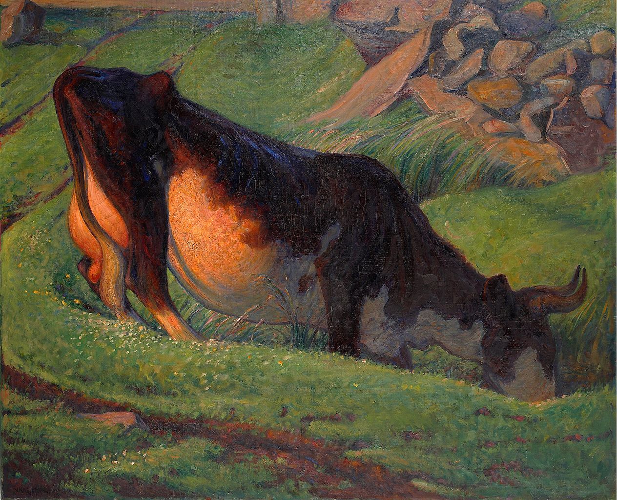 Pasturating cow by Nils Kreuger,A3(16x12")Poster