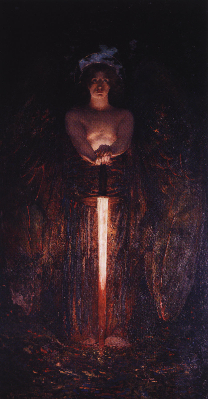The Angel With The Flaming Sword, vintage artwork by Edwin Howland Blashfield, 12x8" (A4) Poster