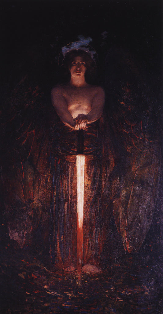 The Angel With The Flaming Sword, vintage artwork by Edwin Howland Blashfield, 12x8" (A4) Poster