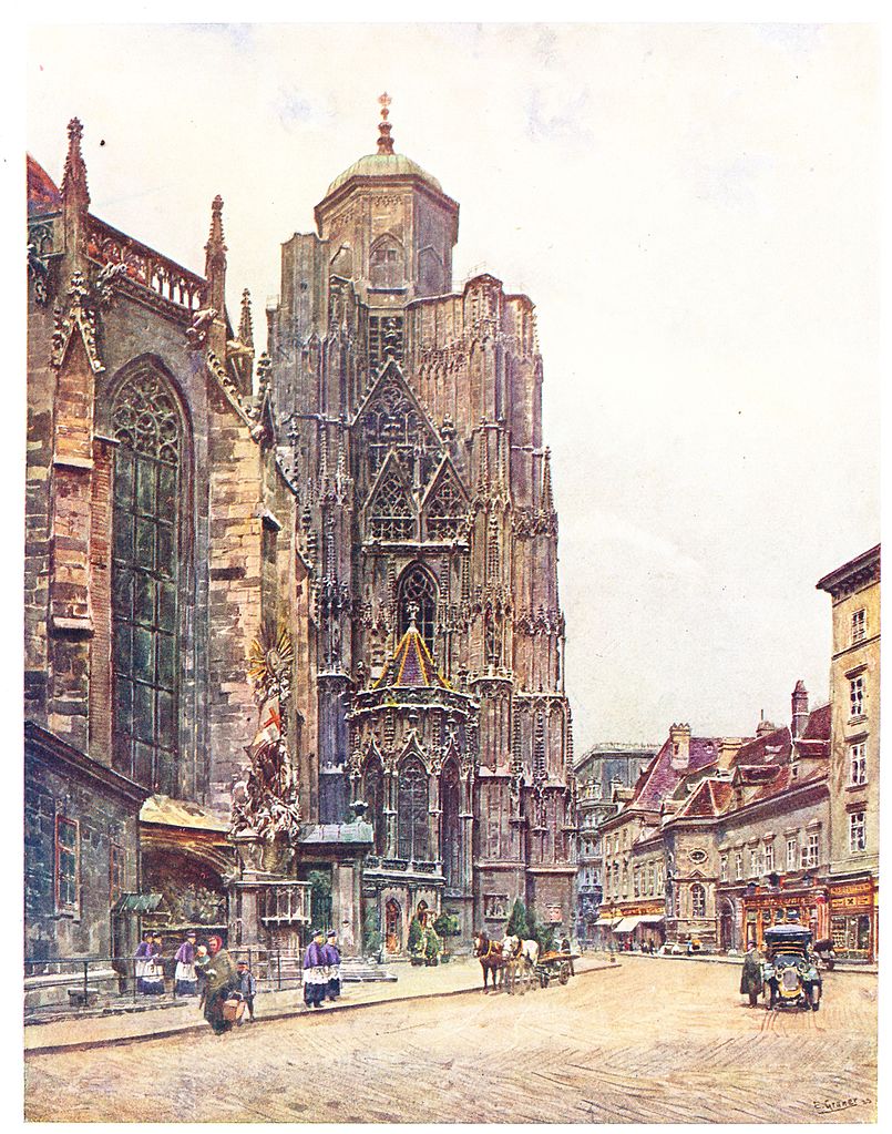 Der Halbturm von St Stephan, vintage artwork by Ernst Graner, 12x8" (A4) Poster