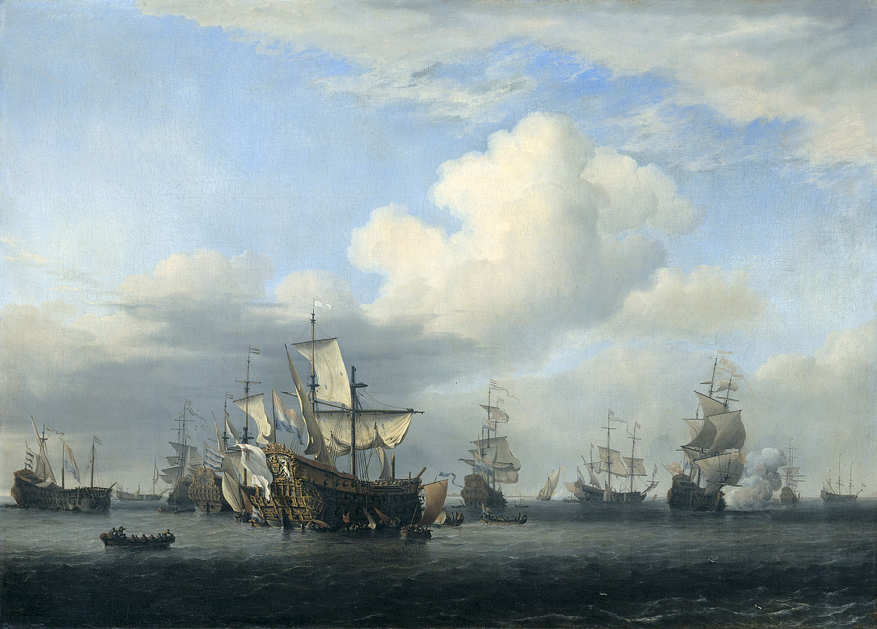 The captured ‘Swiftsure’, ‘Seven Oaks’, ‘Loyal George’, and ‘Convertine’ brought through Goeree Gat, vintage artwork by Willem van de Velde the Younger, 12x8" (A4) Poster