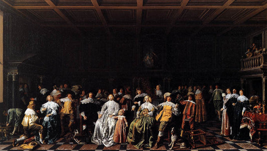 The Marriage of Willem van Loon and Margaretha Bas, vintage artwork by Jan Miense Molenaer, 12x8" (A4) Poster