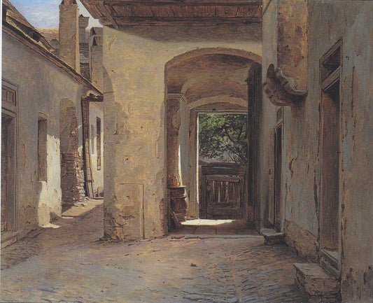 Courtyard in Vienna, vintage artwork by Ferdinand Georg Waldmüller, A3 (16x12") Poster Print
