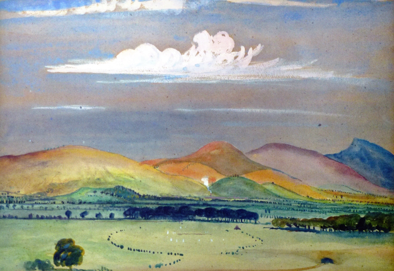 Bangor, The Cricket Match, vintage artwork by James Dickson Innes, 12x8" (A4) Poster