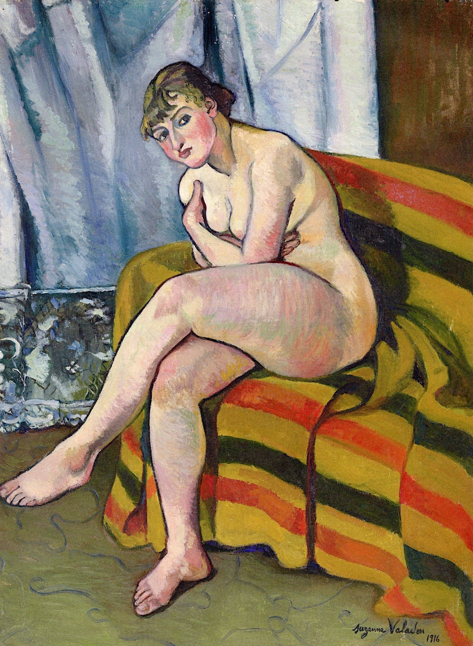Nude Seated on a Couch, vintage artwork by Suzanne Valadon, 12x8" (A4) Poster
