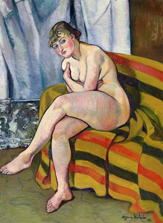Nude Seated on a Couch, vintage artwork by Suzanne Valadon, 12x8" (A4) Poster