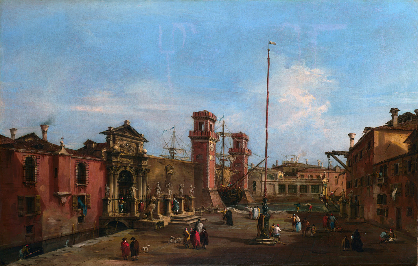 The Arsenal, Venice, vintage artwork by Francesco Guardi, 12x8" (A4) Poster