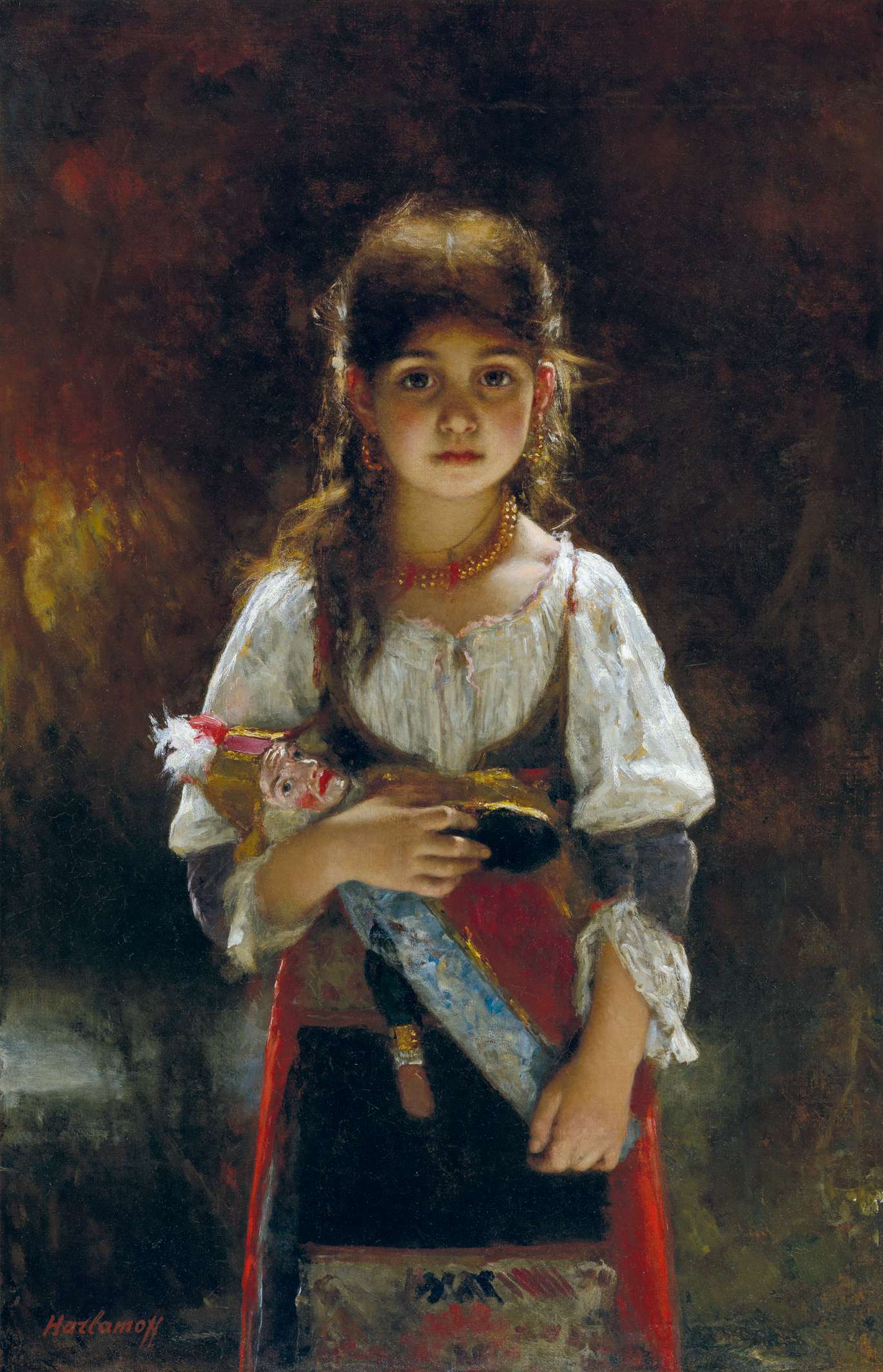The Favourite Doll, vintage artwork by Alexei Harlamoff, 12x8" (A4) Poster