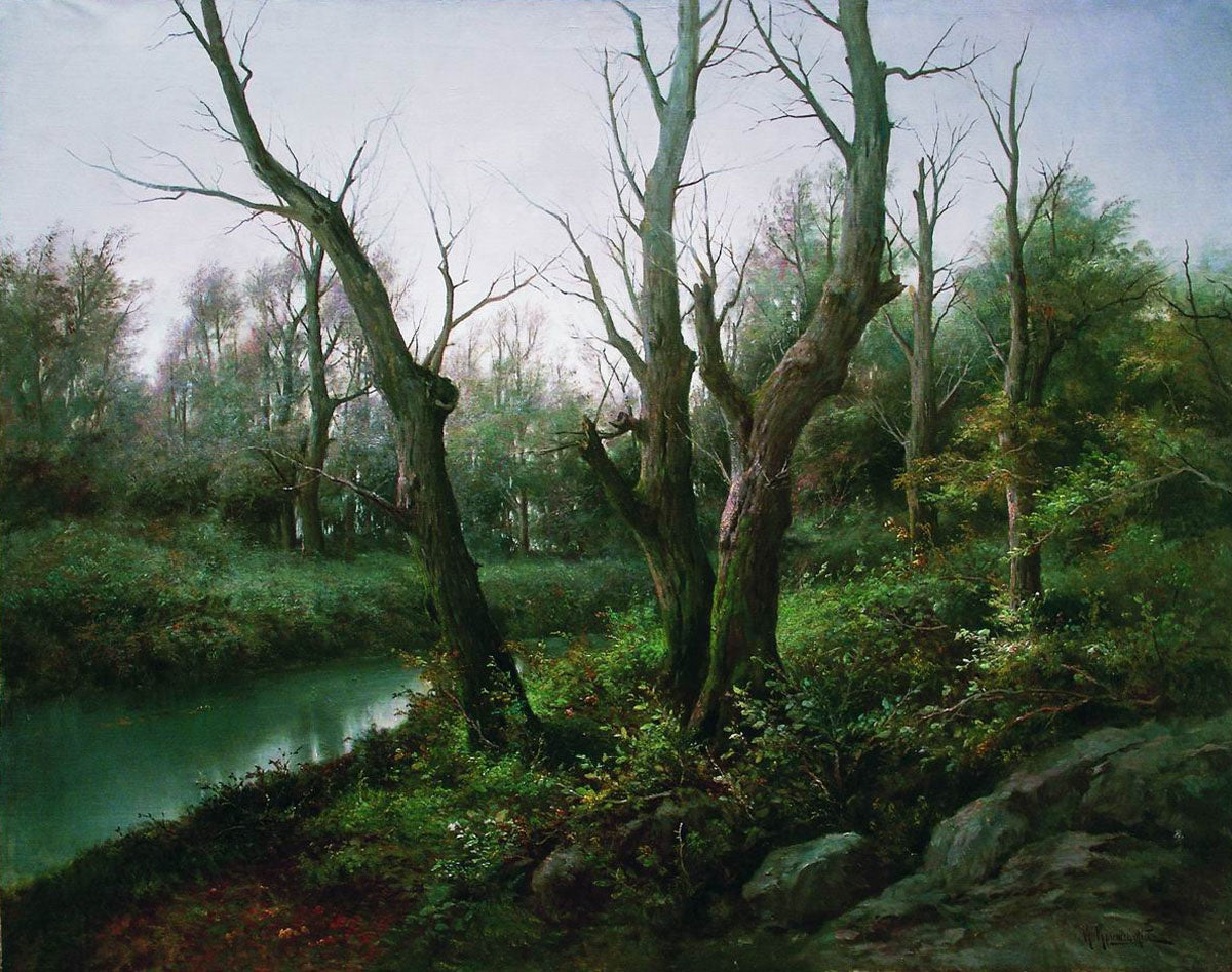 Trees by the River by Konstantin Kryzhitsky,A3(16x12")Poster
