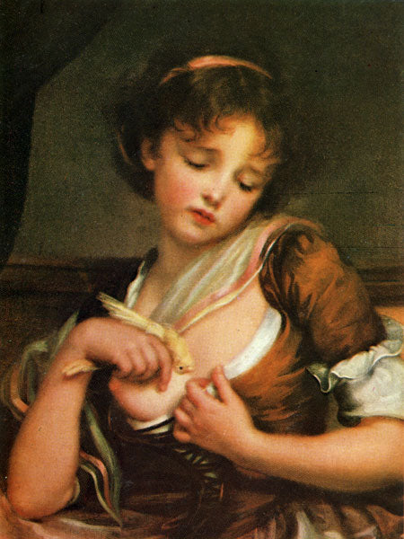 The Death of the Canary, vintage artwork by Jean-Baptiste Greuze, 12x8" (A4) Poster