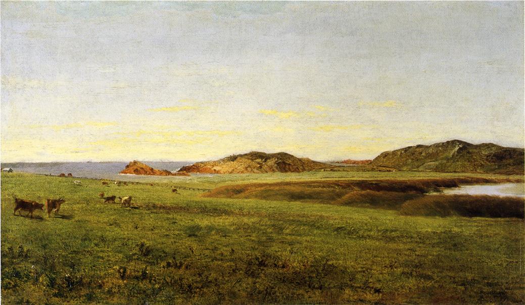 Landscape with Sea: Paradise Rocks, Newport, Rhode Island, vintage artwork by John Frederick Kensett, A3 (16x12") Poster Print