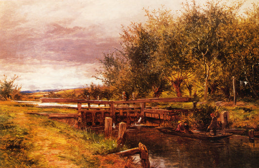 Clive Lock on the Thames, vintage artwork by Benjamin Williams Leader, 12x8" (A4) Poster