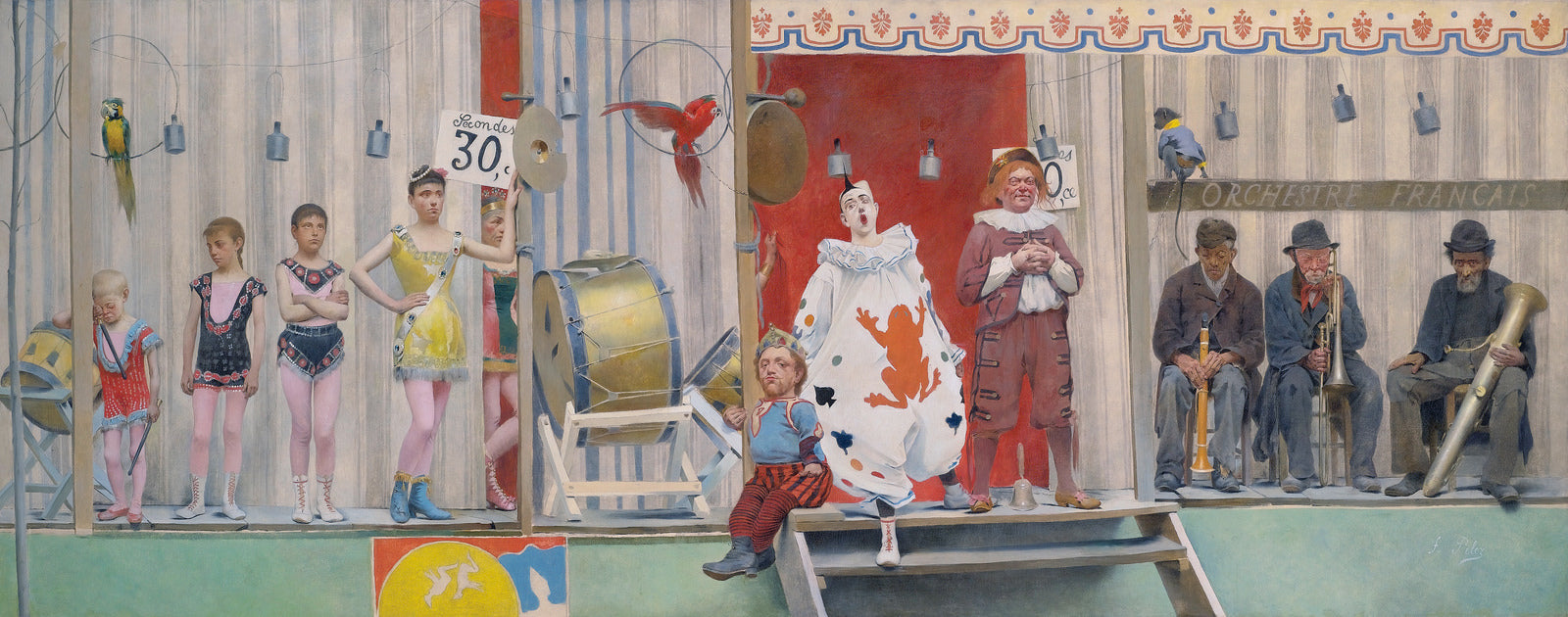 Grimaces and Misery, the Acrobats, vintage artwork by Fernand Pelez, 12x8" (A4) Poster