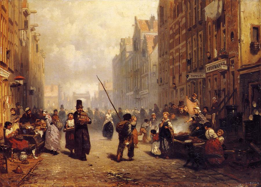 The Jewish Quarter in Amsterdam, vintage artwork by Frans Arnold Breuhaus de Groot, 12x8" (A4) Poster