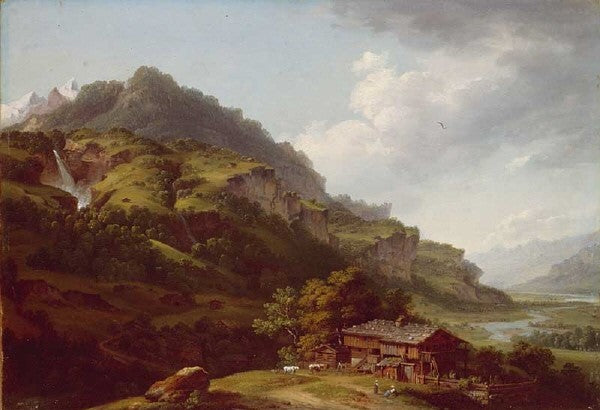 The Oberhasli Valley, vintage artwork by Johann Ludwig Aberli, 12x8" (A4) Poster