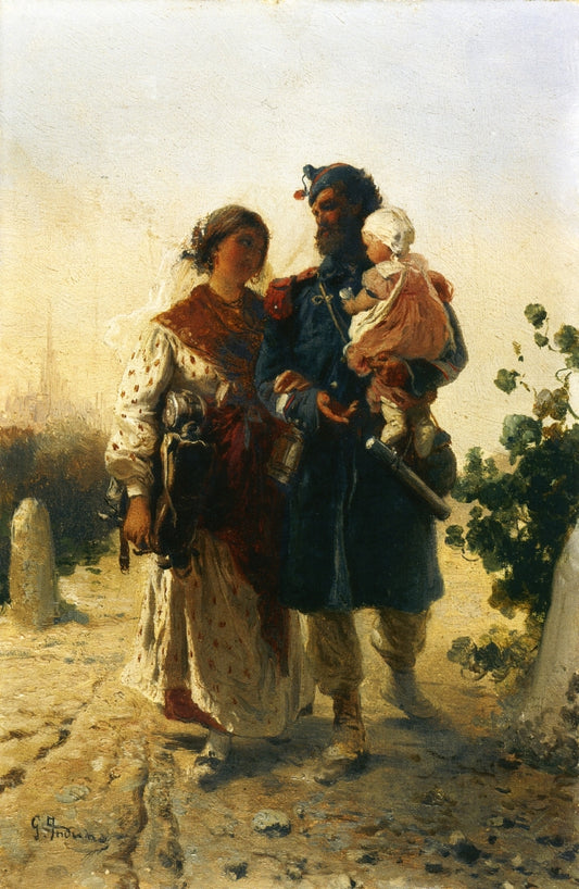 The Return of the Soldier, vintage artwork by Gerolamo Induno, 12x8" (A4) Poster