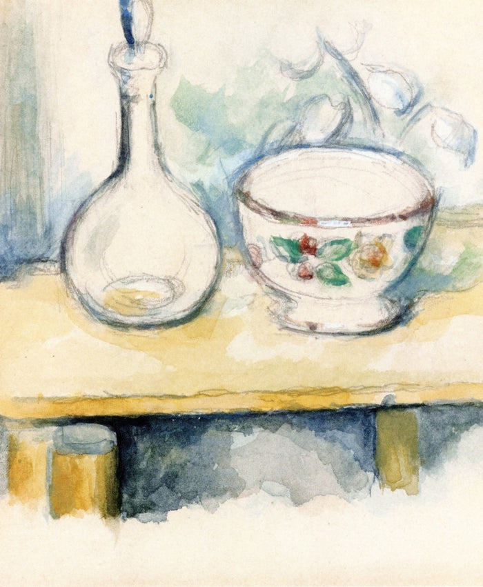 Carafe and Bowl, vintage artwork by Paul Cezanne, 12x8