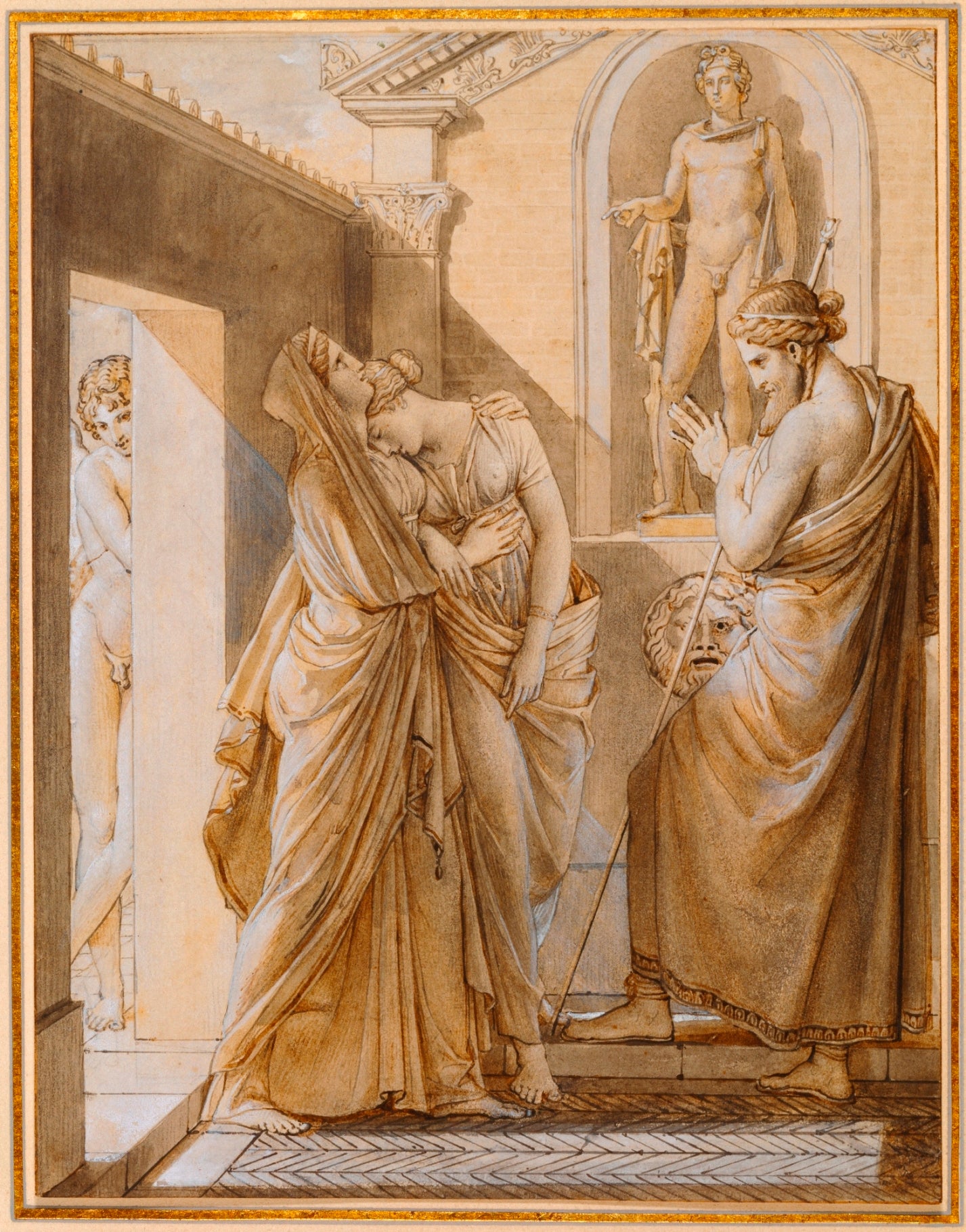 The Father of Psyche Consulting the Oracle of Apollo, vintage artwork by François Gerard, 12x8" (A4) Poster