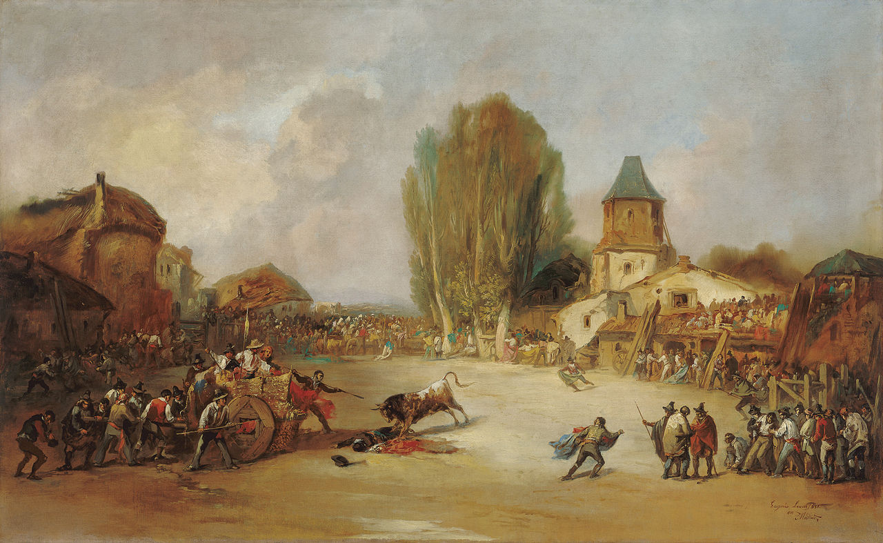 Goring at a Village Bullfigh, vintage artwork by Eugenio Lucas Velazquez, A3 (16x12") Poster Print
