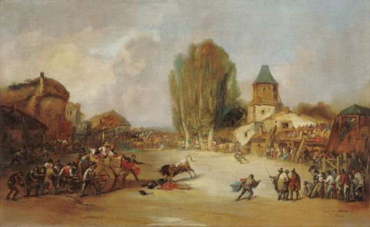 Goring at a Village Bullfigh, vintage artwork by Eugenio Lucas Velazquez, A3 (16x12") Poster Print