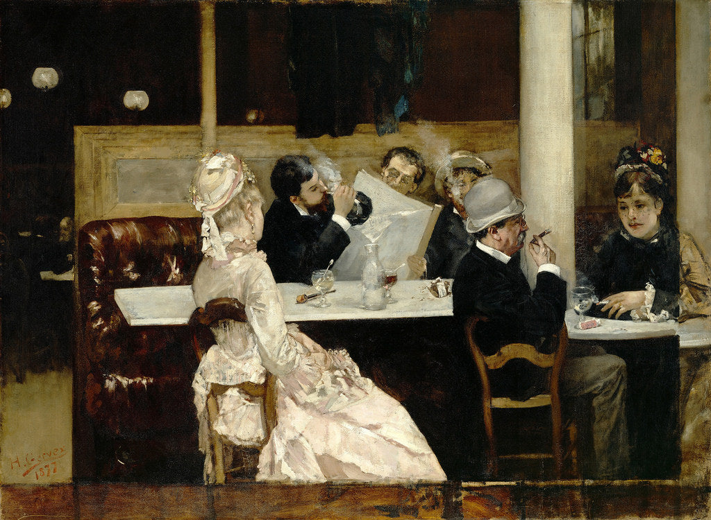 Cafe Scene in Paris, vintage artwork by Henri Gervex, 12x8" (A4) Poster