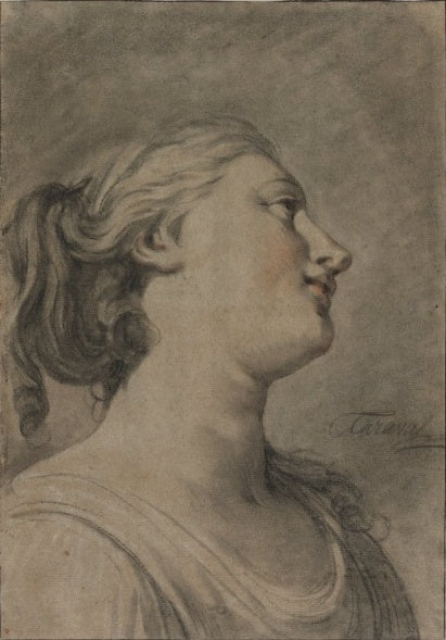 Head of a Female Figure in Profile, Turned to the Right, vintage artwork by Hugues Taraval, 12x8" (A4) Poster