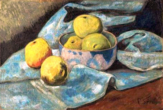 Composition aux pommes et au torchon bleu, vintage artwork by Paul Serusier, 12x8" (A4) Poster
