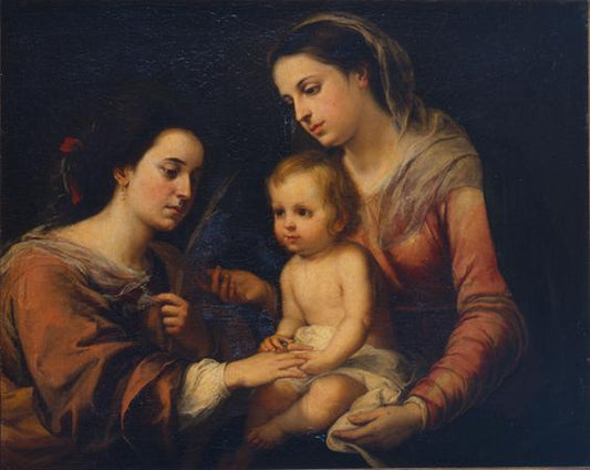 Mystical Marriage of Saint Catherine, vintage artwork by Bartolome Esteban Murillo, 12x8" (A4) Poster