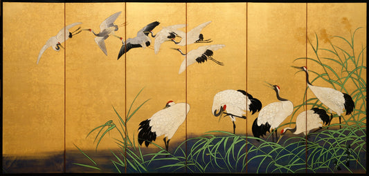 Reeds and Cranes (1 of 2), vintage artwork by Suzuki Kiitsu, A3 (16x12") Poster Print