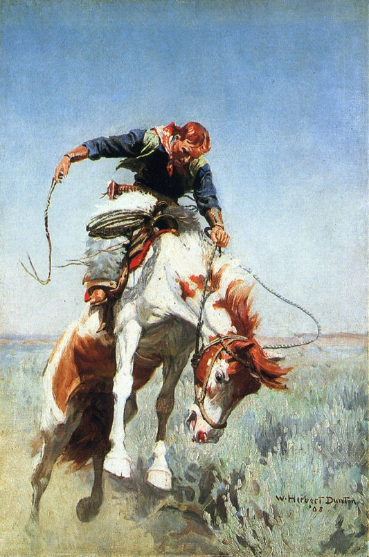 Bronc Rider, vintage artwork by William Herbert Dunton, 12x8" (A4) Poster