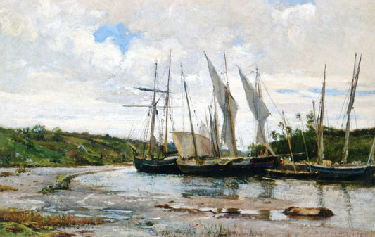 The Harbor at Pont Aven, vintage artwork by Hugh Bolton Jones, 12x8" (A4) Poster