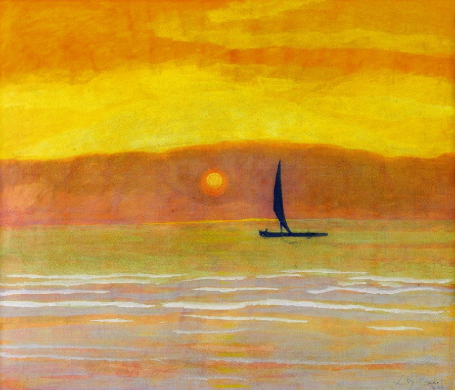 Sailboat at Sunset, vintage artwork by Leon Spilliaert, 12x8" (A4) Poster