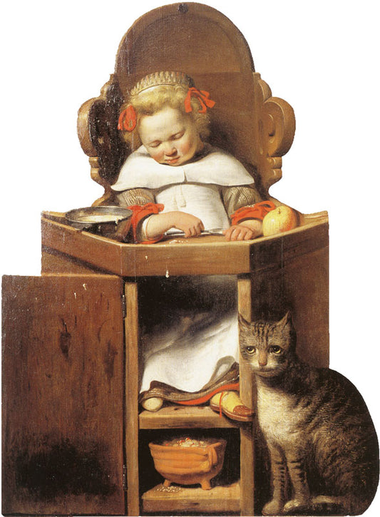 Boy Sleeping in a High Chair, vintage artwork by Jan Cornelisz. Verspronck, 12x8" (A4) Poster