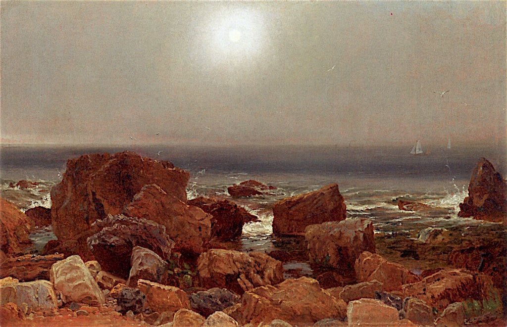 Coastal Scene in Newport, Rhode Island, vintage artwork by Jasper Francis Cropsey, 12x8" (A4) Poster
