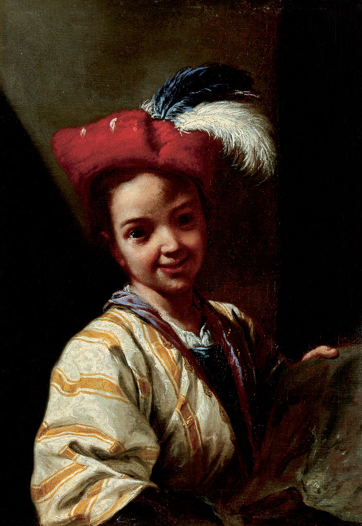 Boy with Drawing, vintage artwork by Antonio Mercurio Amorosi, 12x8" (A4) Poster