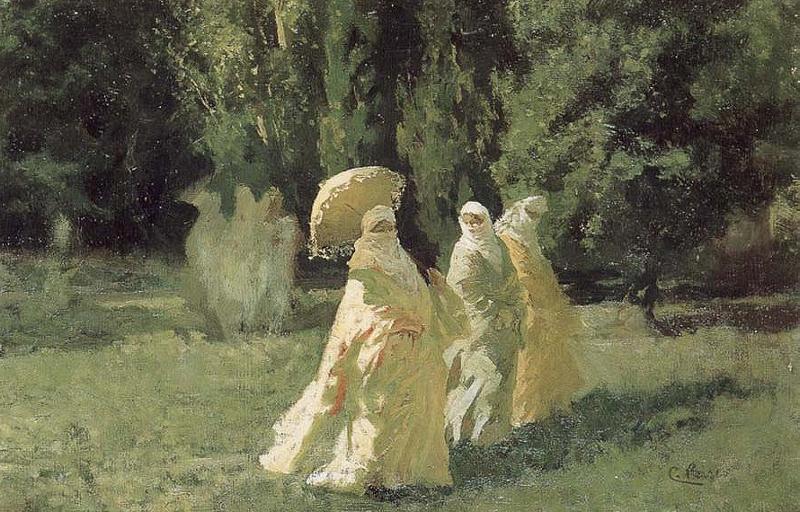 The Favorites in the Park, vintage artwork by Cesare Biseo, 12x8" (A4) Poster