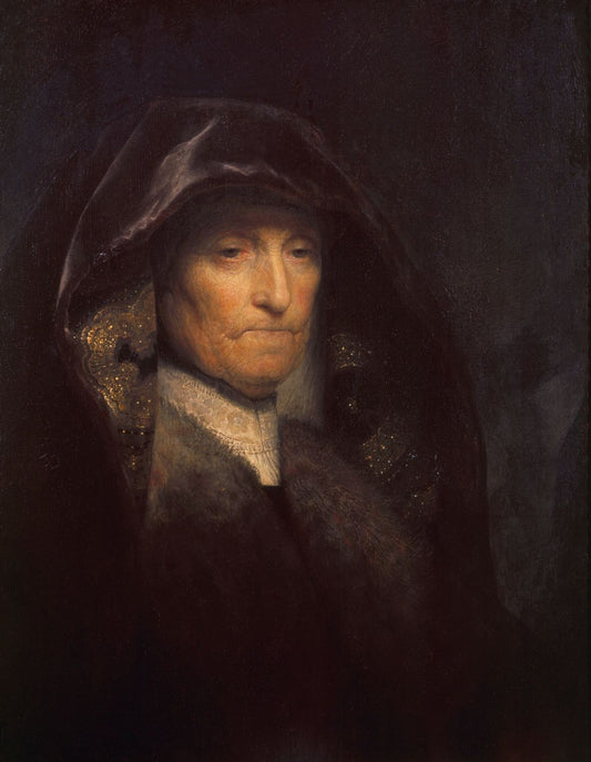 Bust of an Old Woman, vintage artwork by Rembrandt van Rijn, 12x8" (A4) Poster