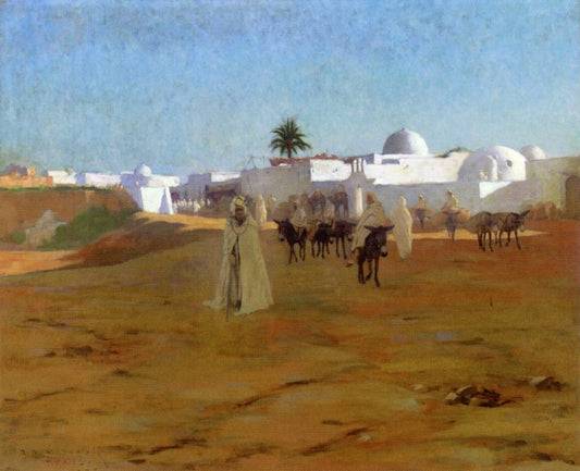 Tunisian Village, vintage artwork by Robert Van Vorst Sewell, 12x8" (A4) Poster