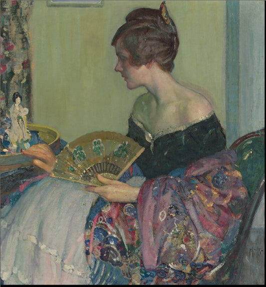 Chinese Statuette, vintage artwork by Richard Edward Miller, 12x8" (A4) Poster