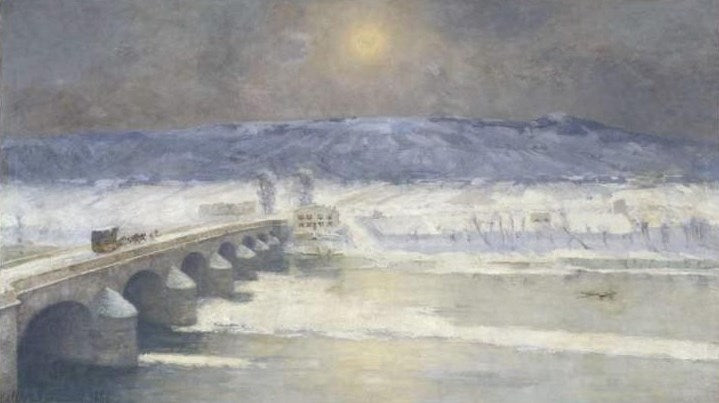 La neige à Auvergne (Snow in Auvergne), vintage artwork by Albert Lebourg, 12x8" (A4) Poster