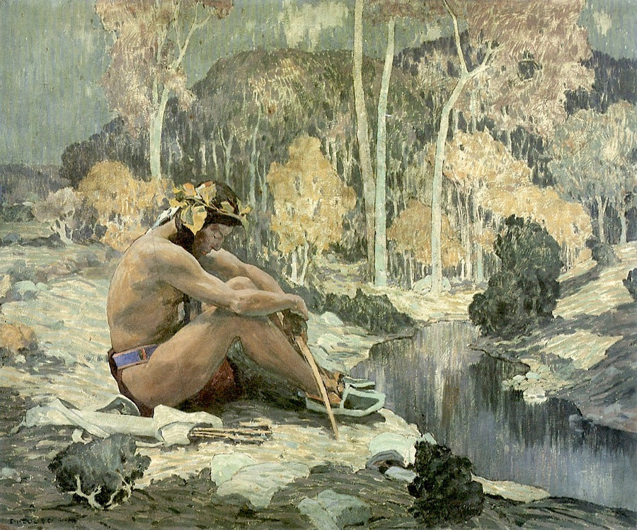 Indian Warrior at Rest by Eanger Irving Couse,A3(16x12")Poster