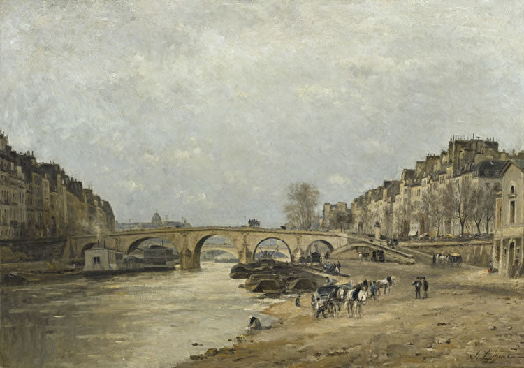The Seine at Pont Marie, vintage artwork by Stanislas Lepine, 12x8" (A4) Poster