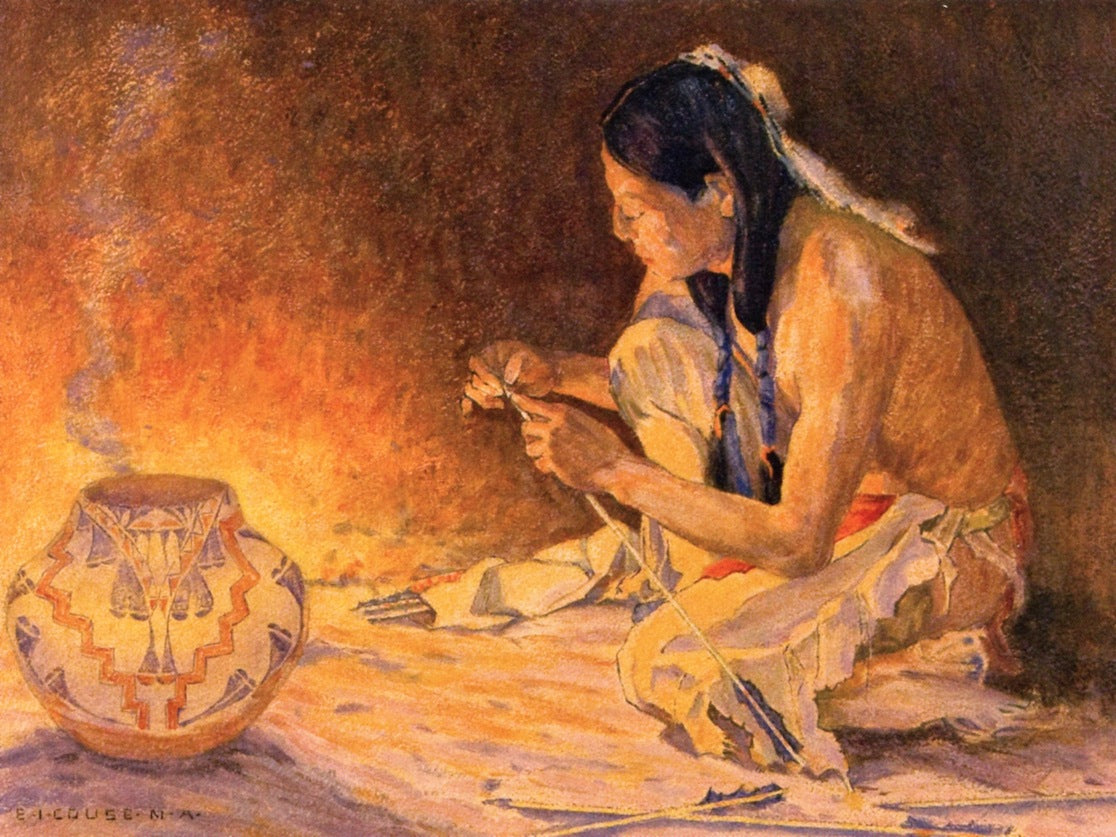 Firelight by Eanger Irving Couse,A3(16x12")Poster