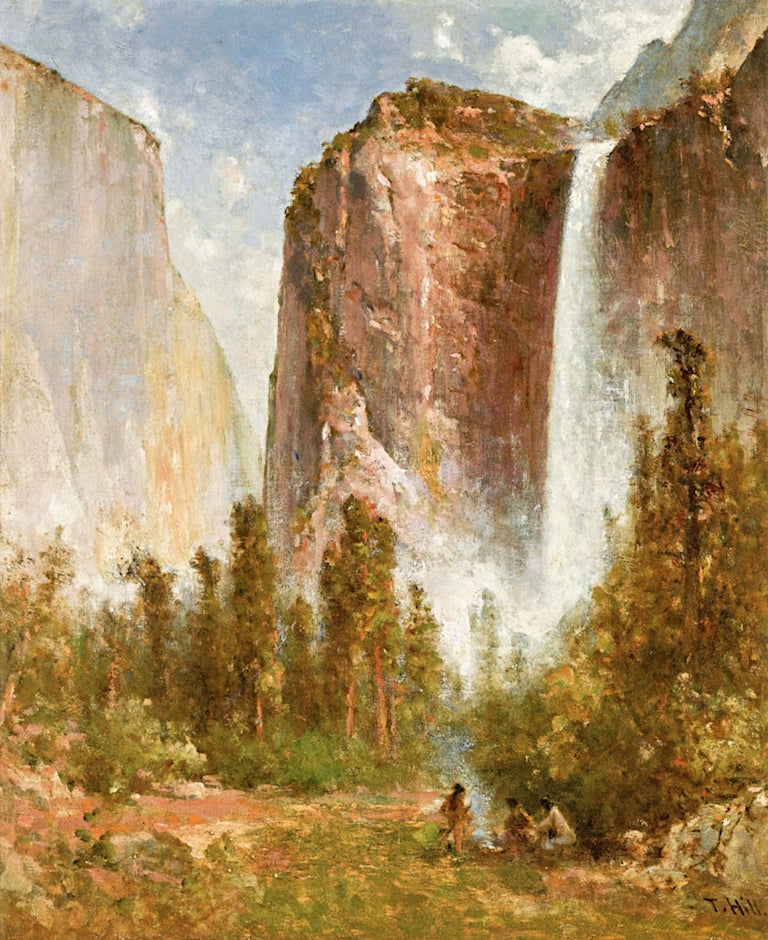 Bridal Veil Falls, vintage artwork by Thomas Hill, 12x8" (A4) Poster