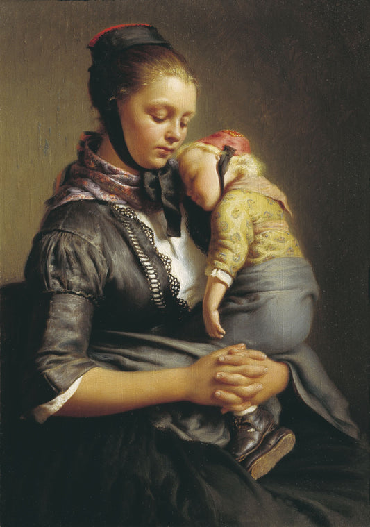 Peasant Woman with Child, vintage artwork by Evgraf Reitern, A3 (16x12") Poster Print