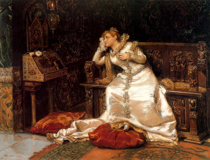 Desdemona, vintage artwork by Antonio Muñoz Degrain, 12x8" (A4) Poster